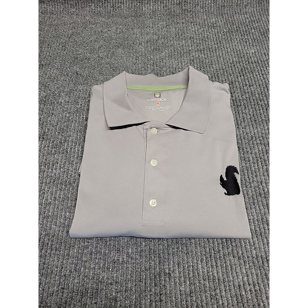 Queensboro Mens 2XL Gray Polo Shirt Organic Cotton Blend Squirrel Logo S/S